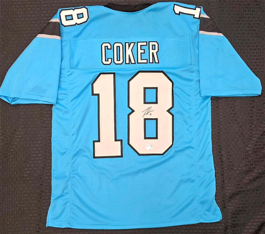 Jalen Coker signed Carolina Panthers Jersey autograph ~ Beckett BAS