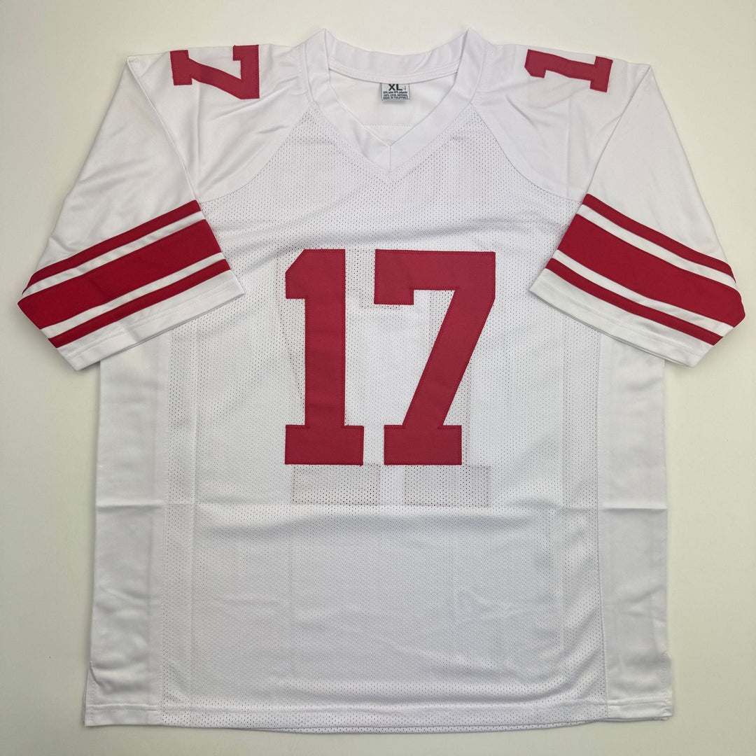 Autographed/Signed Plaxico Burress New York White Football Jersey JSA COA