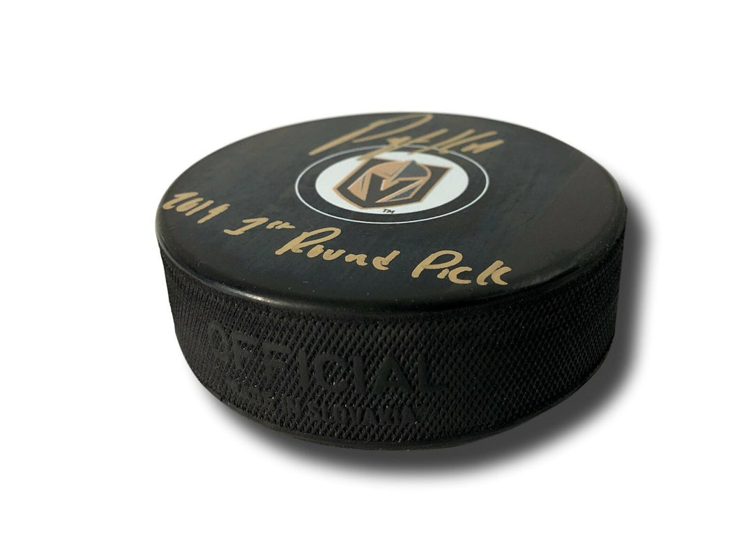 Peyton Krebs Signed Puck Inscribed: 2019 1st Round Pick Vegas Golden Knights COA