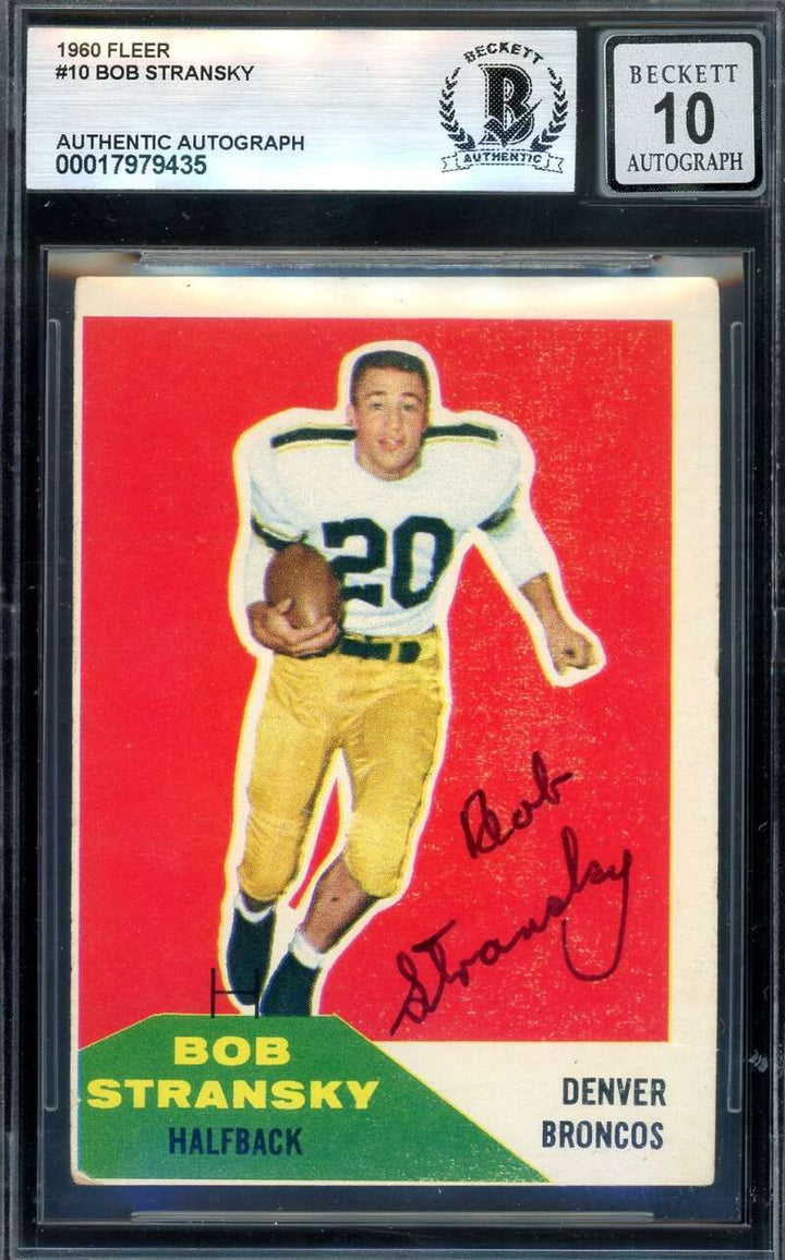 Bob Stransky Gem Mint 10 Beckett BAS Signed 1960 Fleer Rookie Autograph