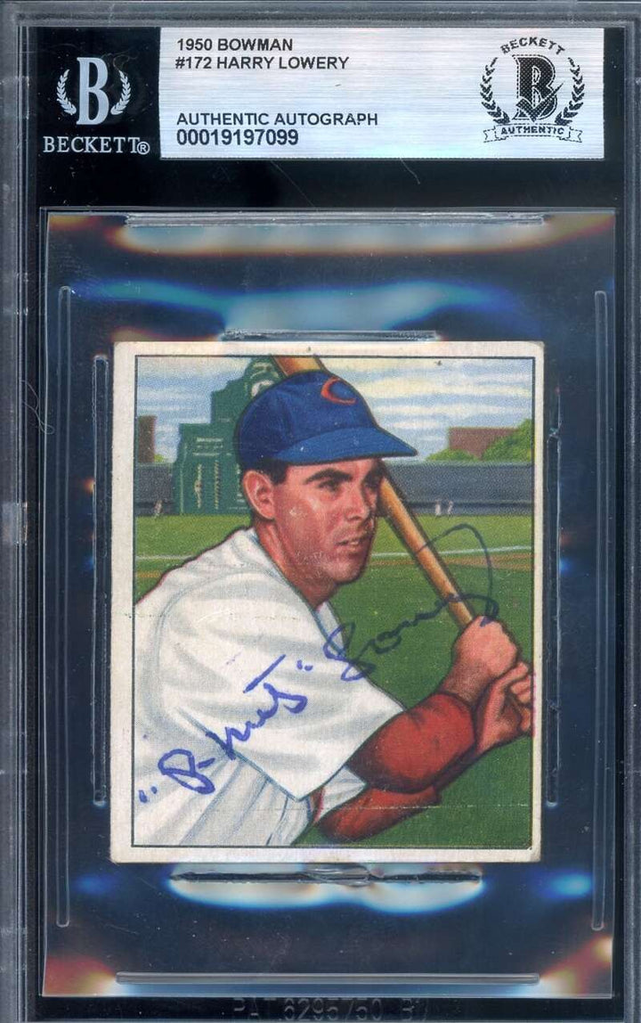 Harry Peanuts Lowery Beckett BAS Signed 1950 Bowman Autograph