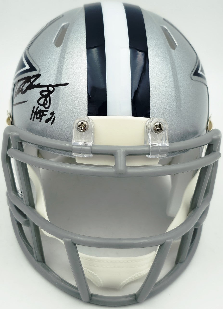 Drew Pearson Signed Dallas Cowboys Silver Speed Mini Helmet "HOF 21" Beckett