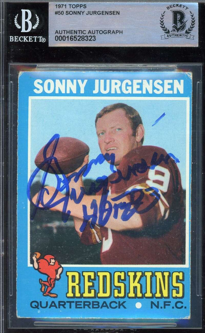 Sonny Jurgensen Beckett BAS Signed 1971 Topps Autographed