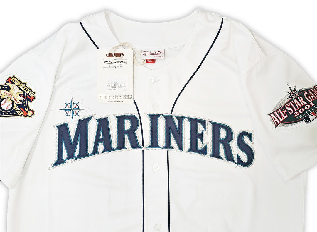 Mariners Ichiro Suzuki Auto White AUTH Mitchell Ness 01 All Star Patch Jersey 48