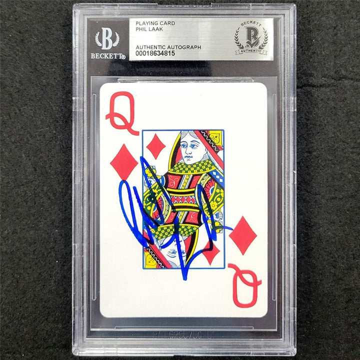 Phil Laak signed Queen of Diamonds Playing Card World Poker auto ~ Beckett BAS
