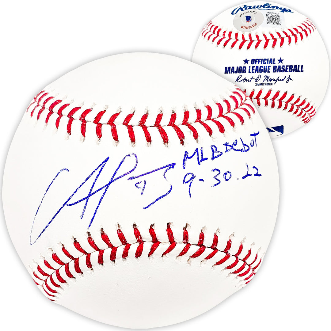 Francisco Alvarez Signed MLB Baseball Mets "MLB Debut 9.30.22" Beckett Wit
