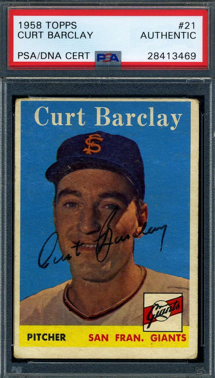Curt Barclay PSA DNA Signed 1958 Topps Autograph