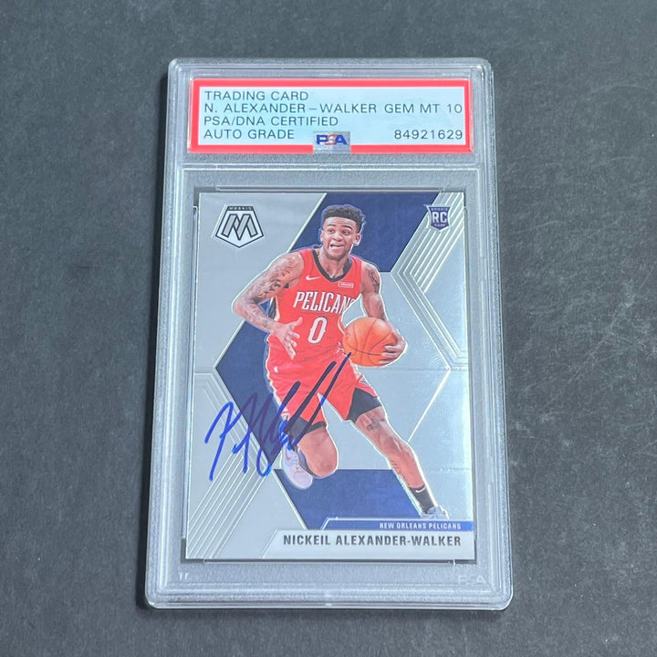 2019-20 Panini Mosaic #205 Nickeil Alexander-Walker Signed Card AUTO PSA Slabbed