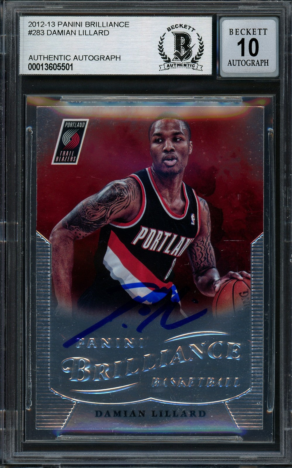 Damian Lillard Auto 2012-13 Panini Brilliance RC 283 Blazers Sig 10 Beckett