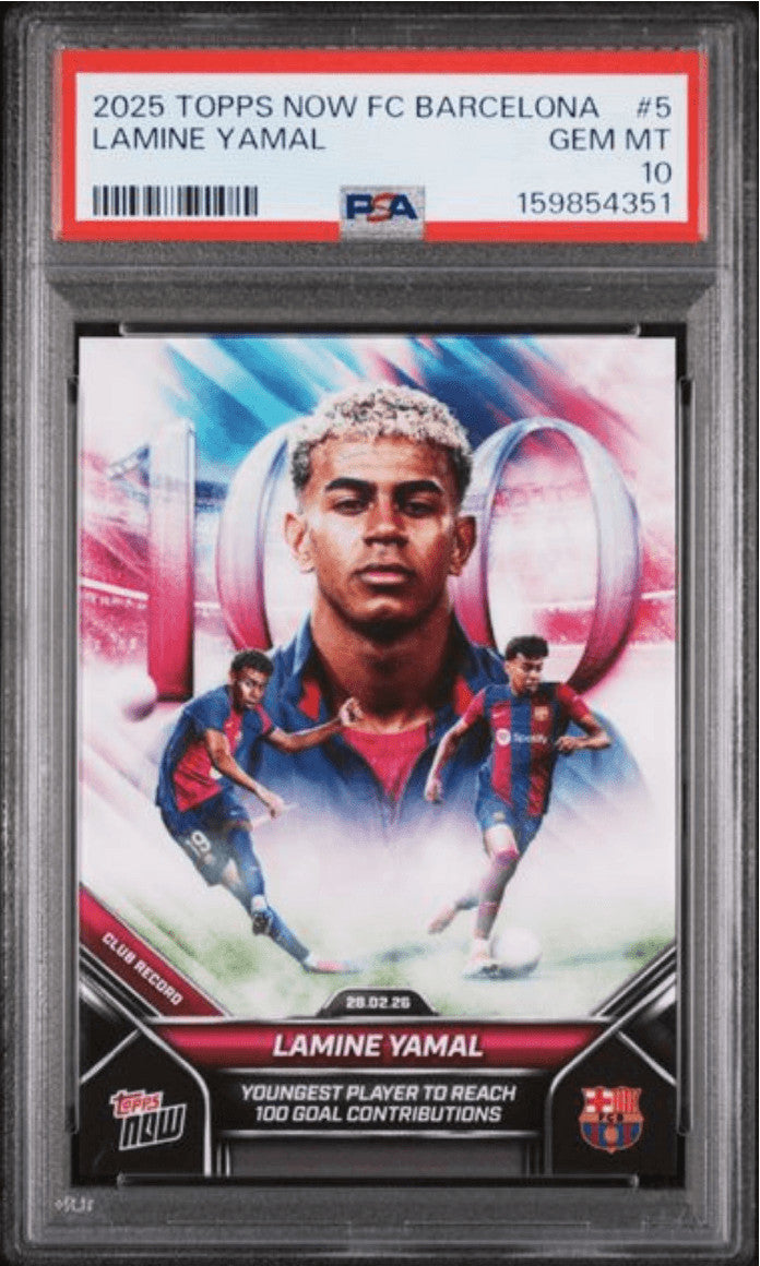 Graded 2025 Topps Now FC Barcelona Lamine Yamal #5 Soccer Card PSA 10