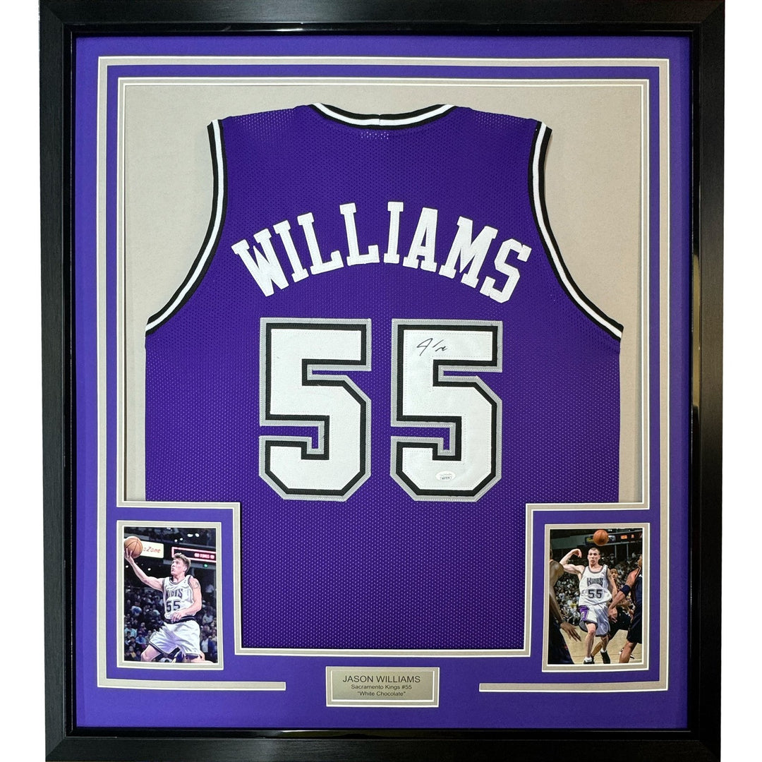FRAMED Signed JASON WILLIAMS 35x39 Sacramento Purple Jersey PSA COA