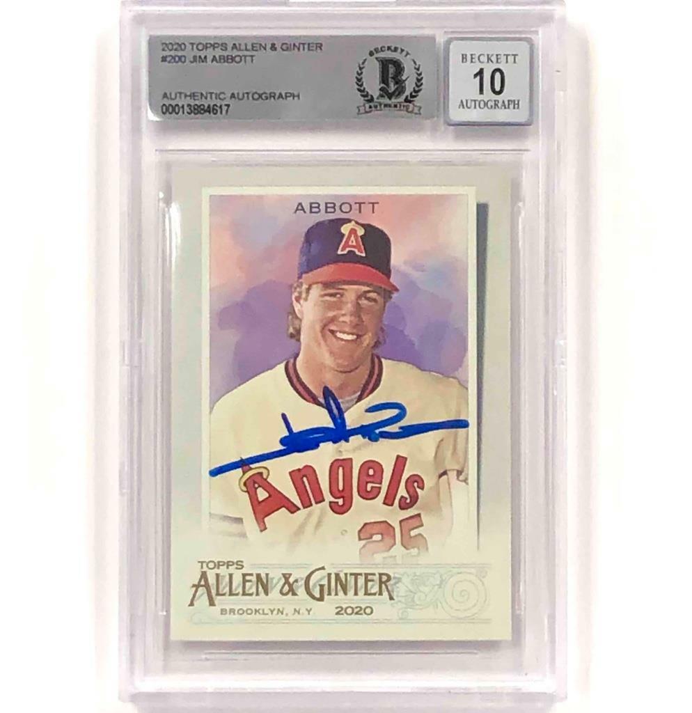 Jim Abbott autograph signed 2020 Topps Allen Ginter Angels card BAS BGS 10 Auto
