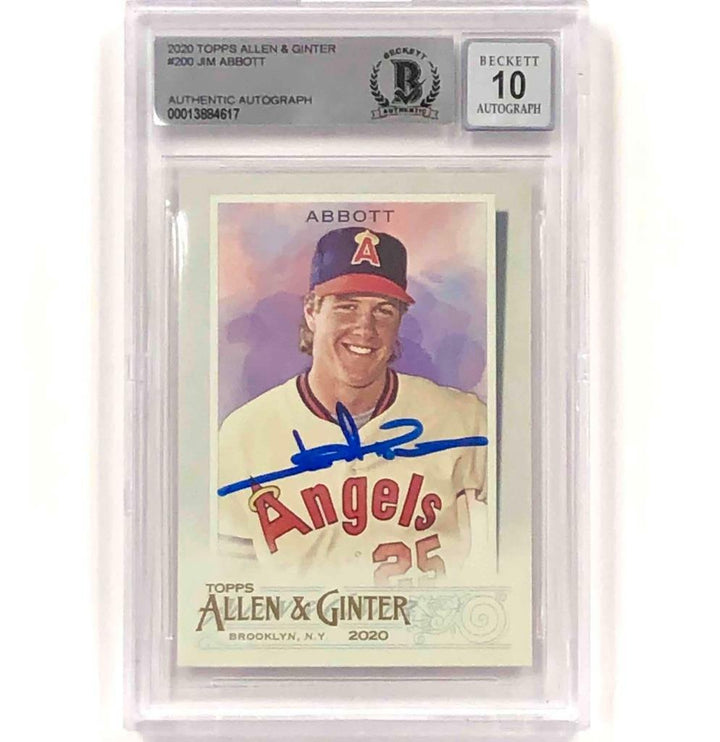 Jim Abbott autograph signed 2020 Topps Allen Ginter Angels card BAS BGS 10 Auto