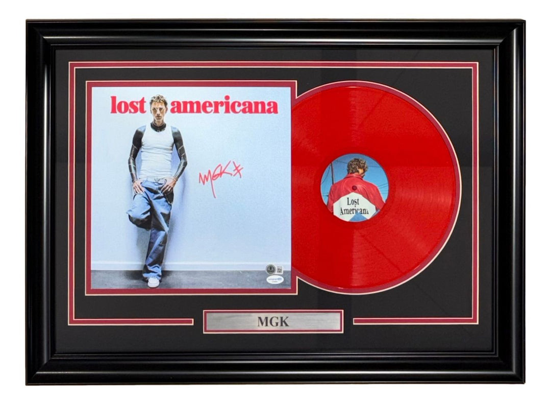 MGK Machine Gun Kelly Signed Framed Lost Americana Insert w/ Vinyl BAS