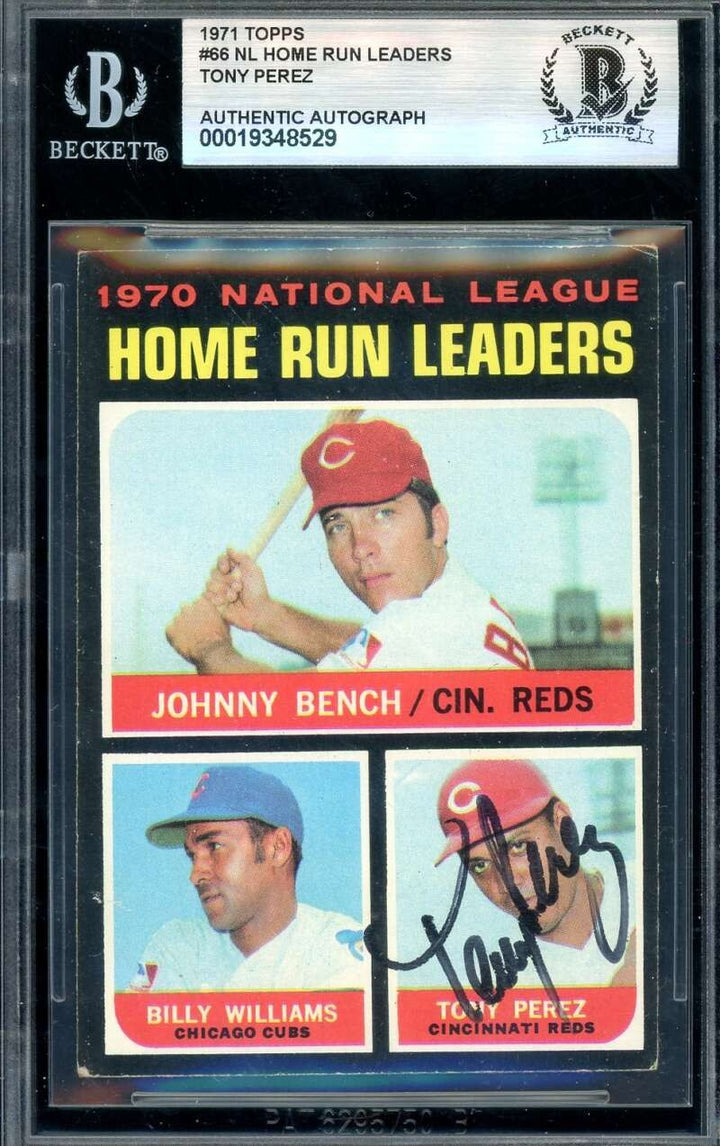 Tony Perez Beckett BAS Signed 1971 Topps 1970 Leaders Autograph