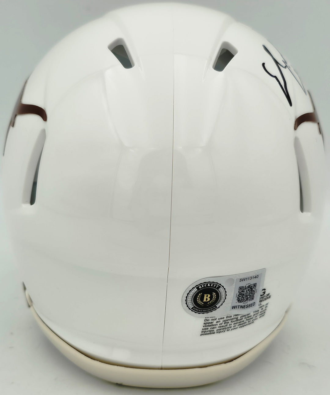 Earl Campbell Signed Texas Longhorns White Speed Mini Helmet "HT 77" Beckett Wit