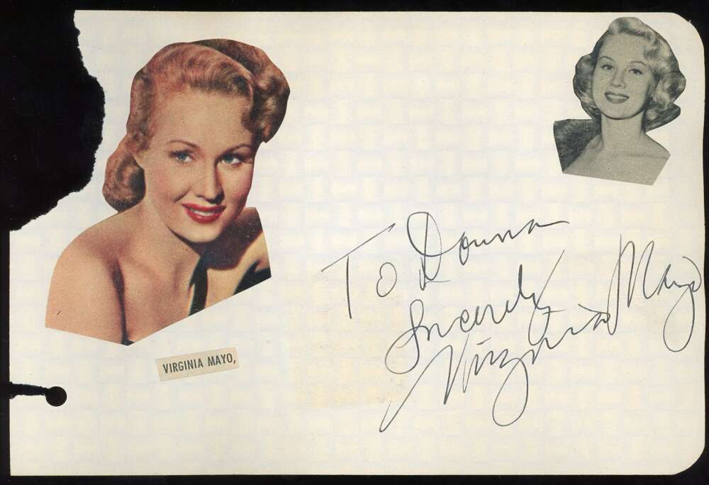 Rita Hayworth Virginia Mayo JSA LOA Signed Vintage Album Page Autograph