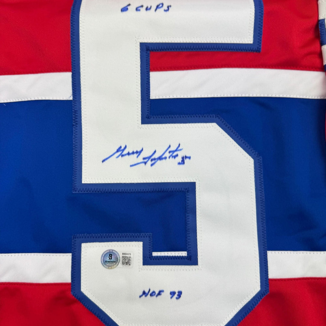 Autographed/Signed Guy Lapointe Montreal Red Hockey Jersey Beckett BSA COA