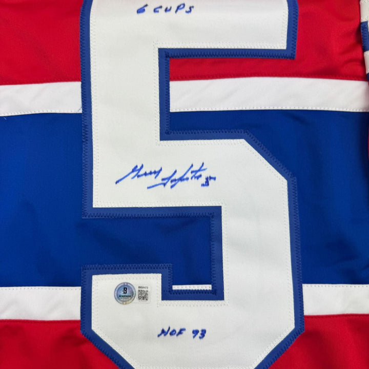 Autographed/Signed Guy Lapointe Montreal Red Hockey Jersey Beckett BSA COA