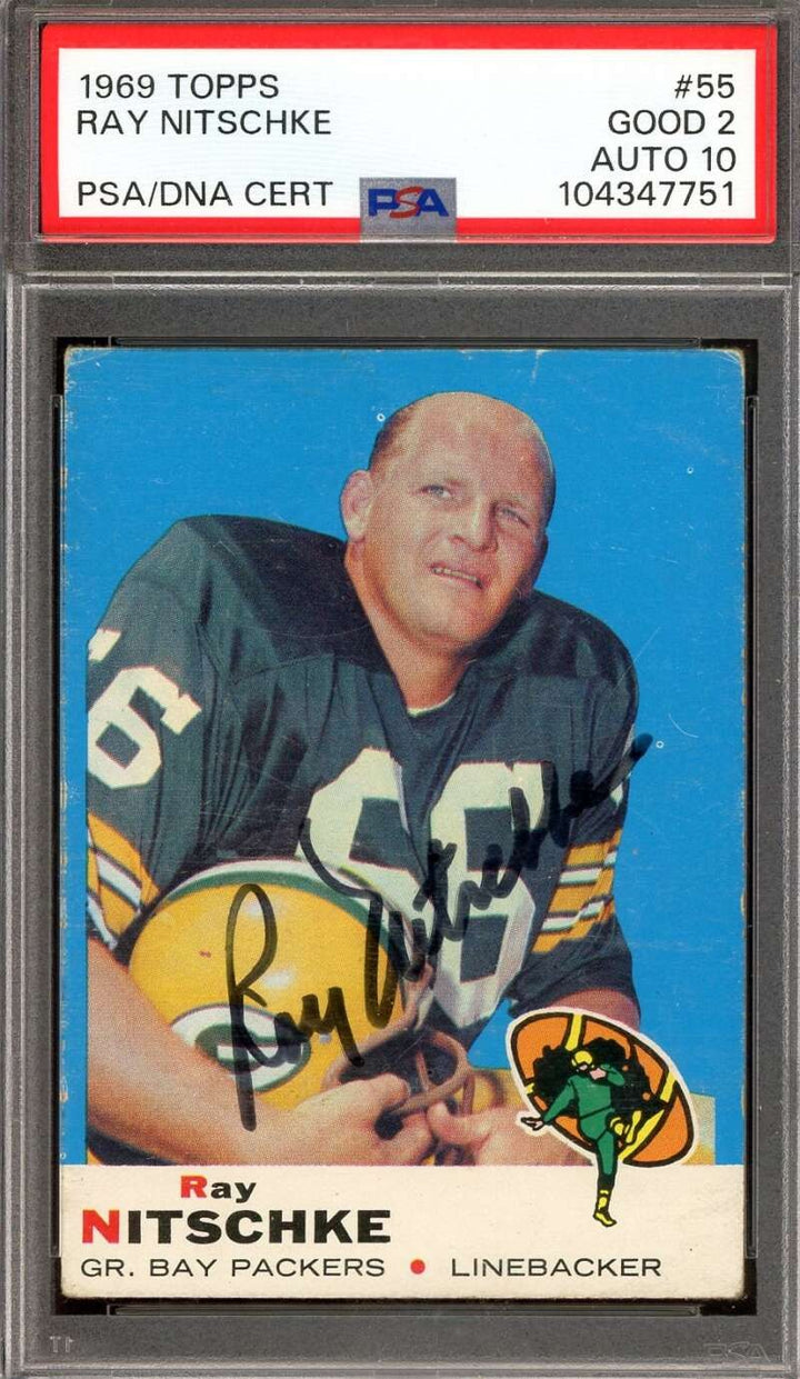 Ray Nitschke Gem Mint 10 PSA DNA Signed 1969 Topps Autograph