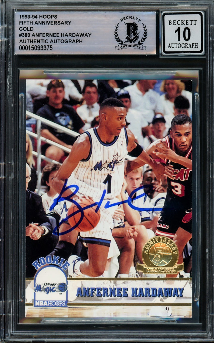Anfernee Hardaway Auto Signed 1993-94 Hoops Gold RC 380 Magic Auto GM 10 Beckett