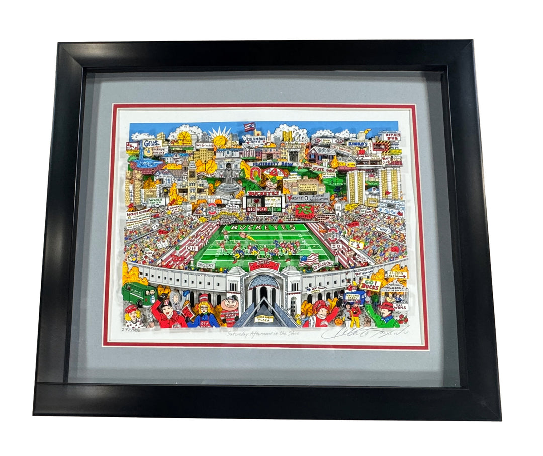 Ohio State University Buckeyes Charles Fazzino Signed 3D In the Shoe Framed /400