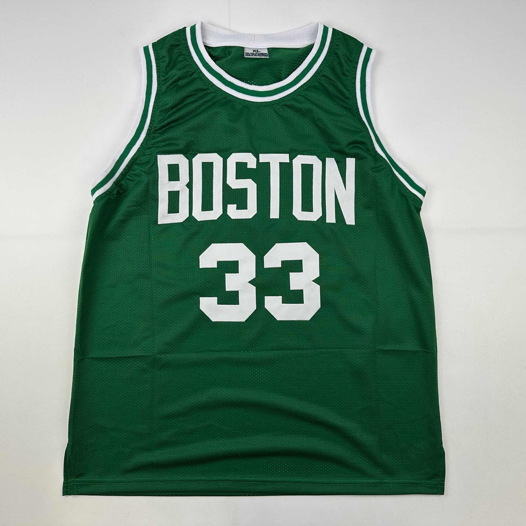 Facsimile Autographed Larry Bird Boston Green Reprint Laser Auto Jersey Men's XL