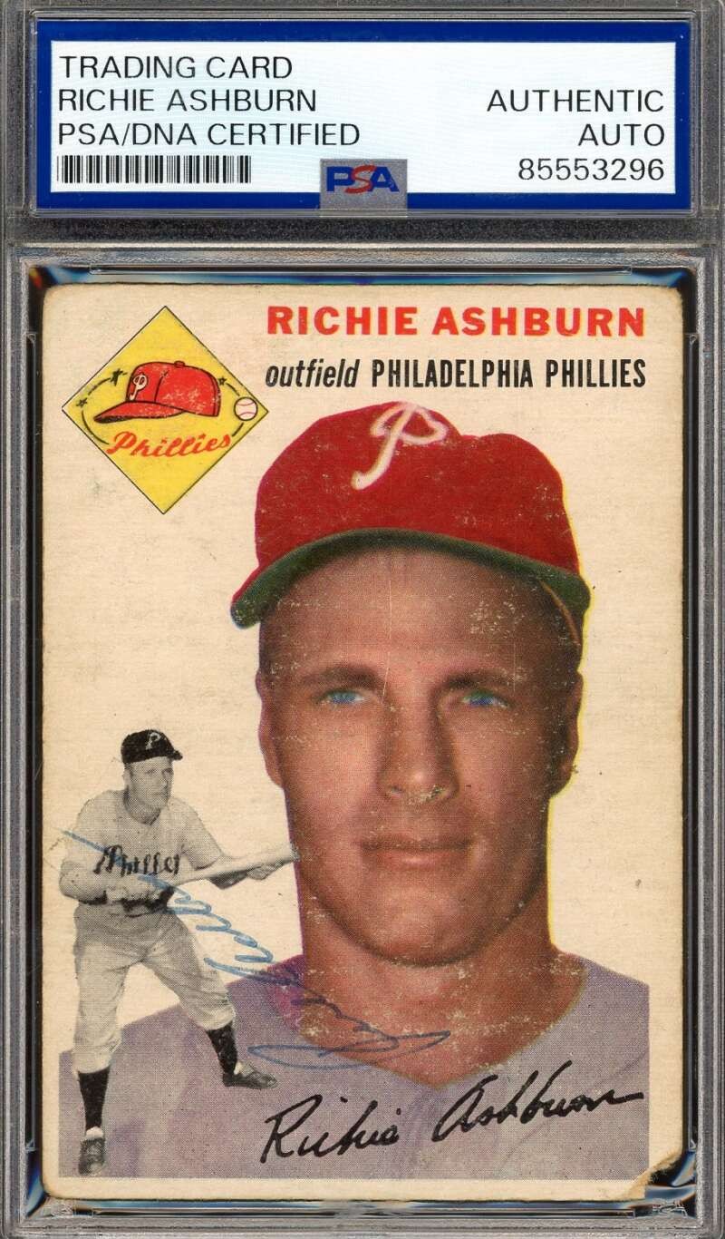 Richie Ashburn PSA DNA Vintage Signed 1954 Topps Autograph