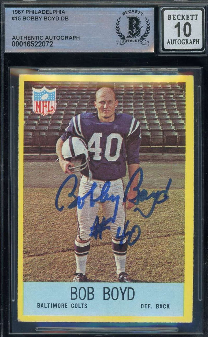 Bob Boyd Gem Mint 10 Beckett BAS Signed 1967 Philadelphia Autographed