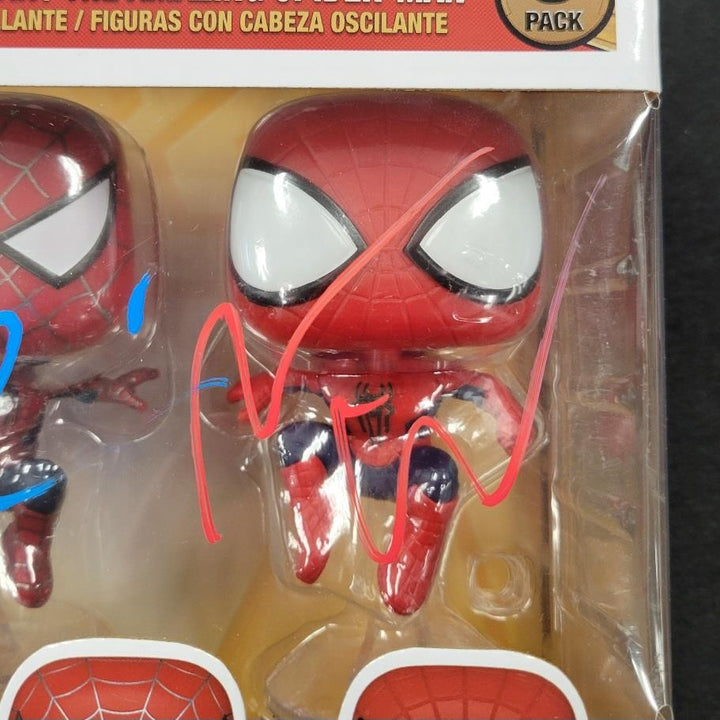Tom Holland, Tobey Maguire, Andrew Garfield signed Spider-Man Funko BAS Beckett