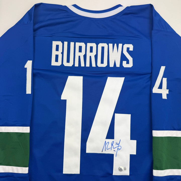 Autographed/Signed Alexandre Alex Burrows Vancouver Blue Jersey Beckett COA