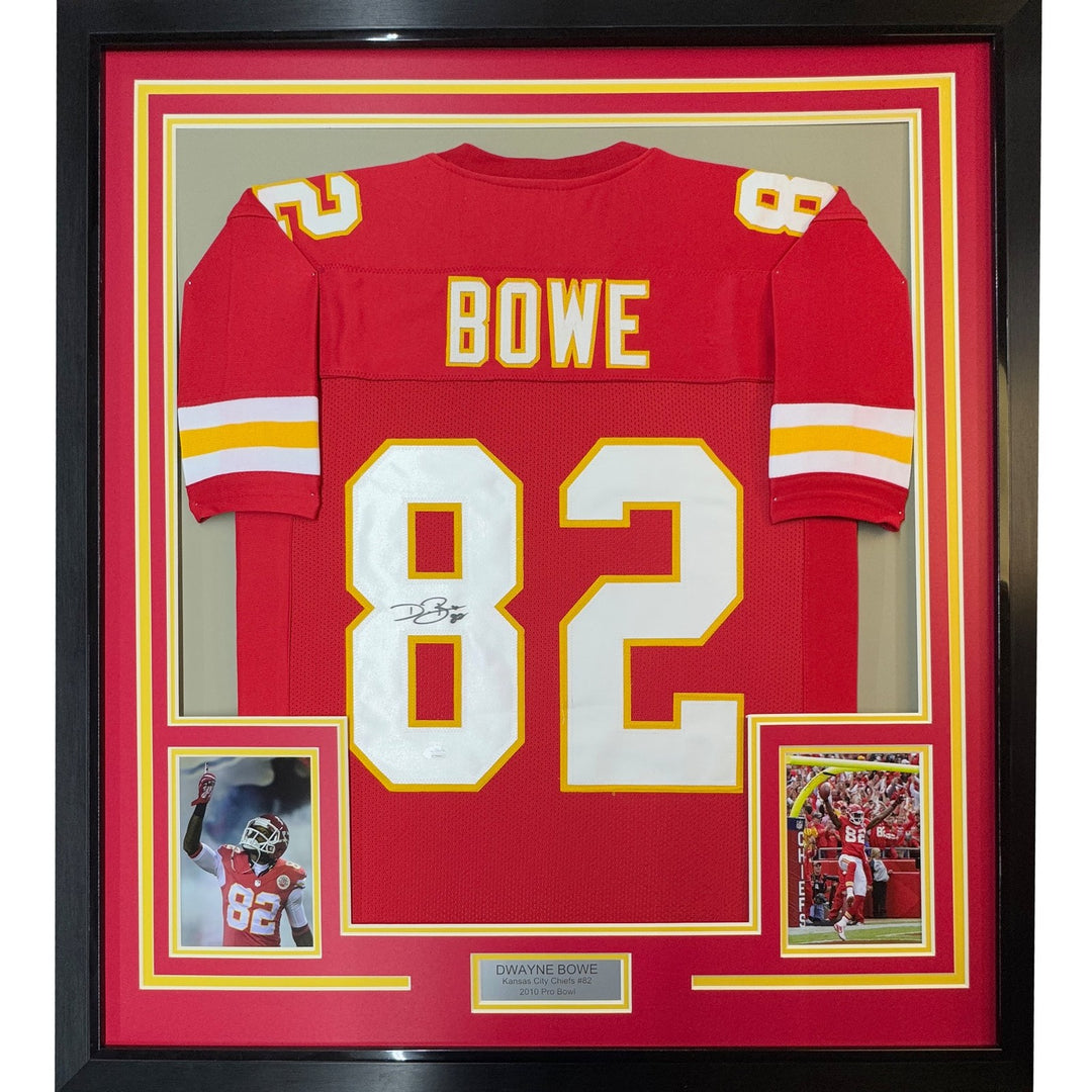 FRAMED Signed DWAYNE BOWE 35x39 Kansas City Red Jersey JSA COA Auto