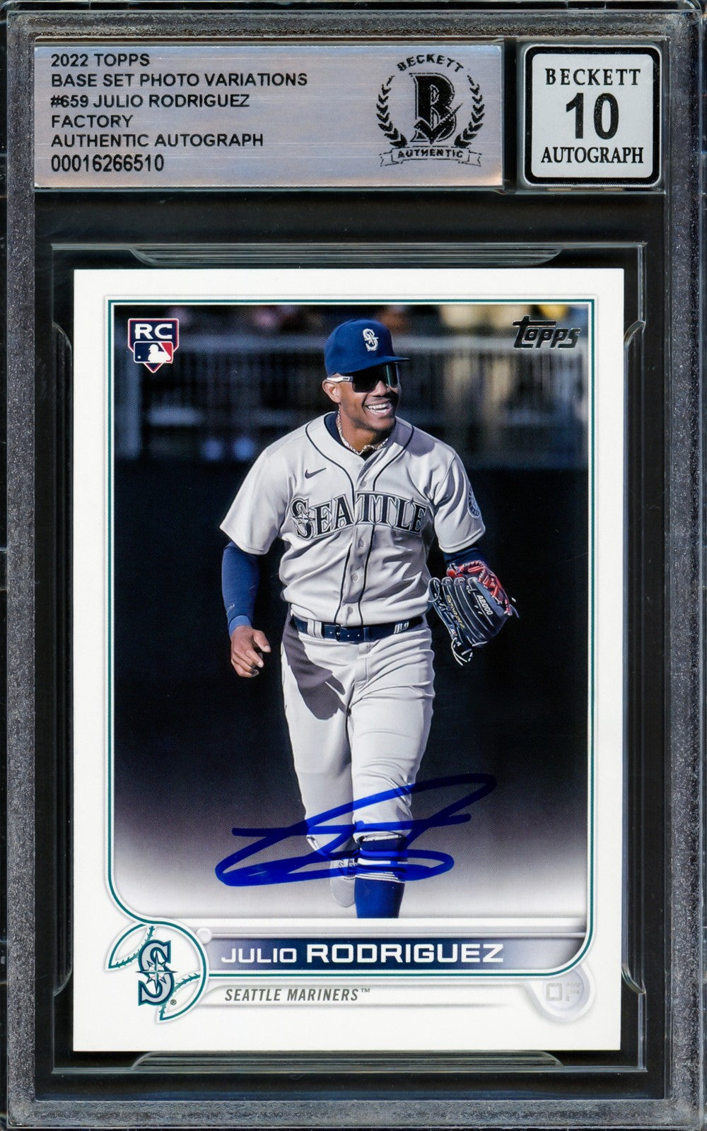 Julio Rodriguez Auto 2022 Topps Complete Base Set Variations RC 659 Auto 10 BAS