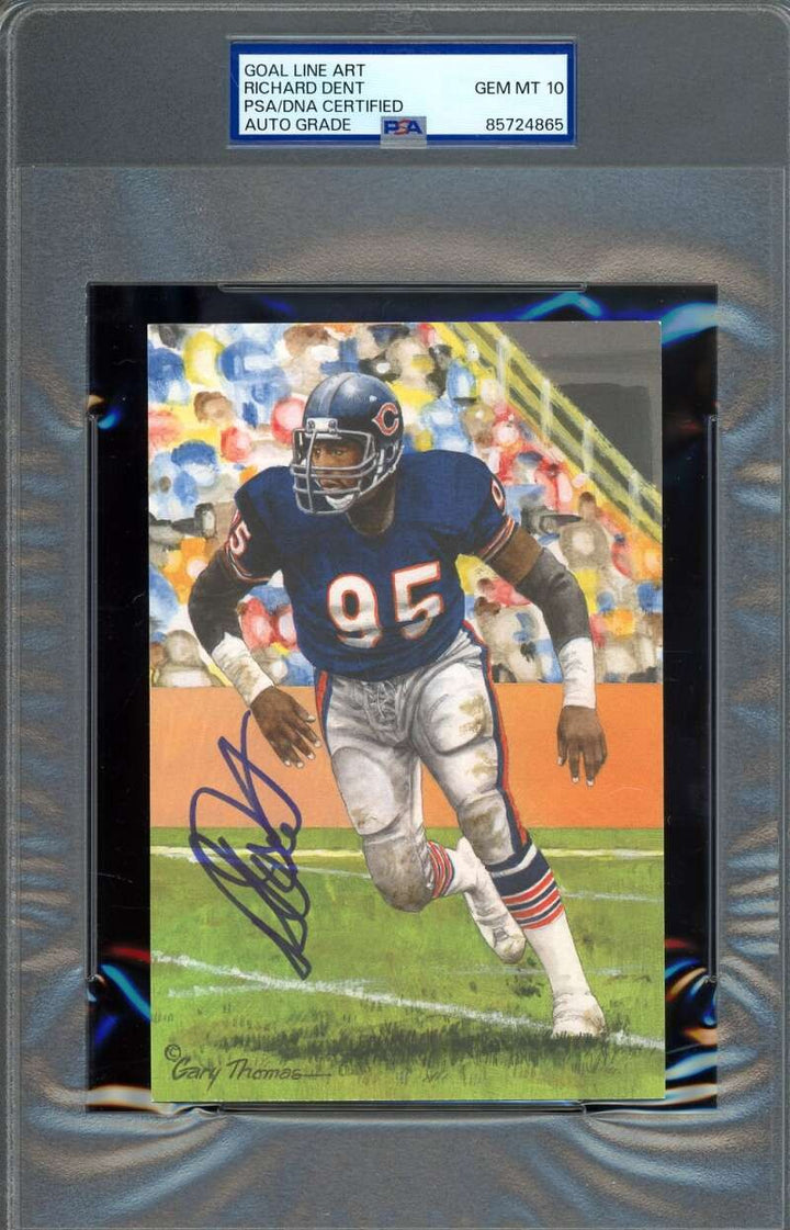Richard Dent Gem Mint 10 PSA DNA Signed Goal Line Art Card GLAC Autograph