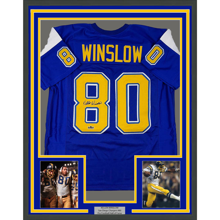 Framed Facsimile Autographed Kellen Winslow Sr. 35x39 San Diego Reprint Jersey
