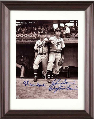 Warren Spahn & Johnny Sain signed Braves MLB 8x10 Photo Pray For Rain Framed-COA