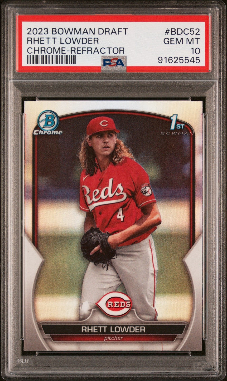 Graded 2023 Bowman Draft Rhett Lowder #BDC52 Refractor RC Card PSA 10
