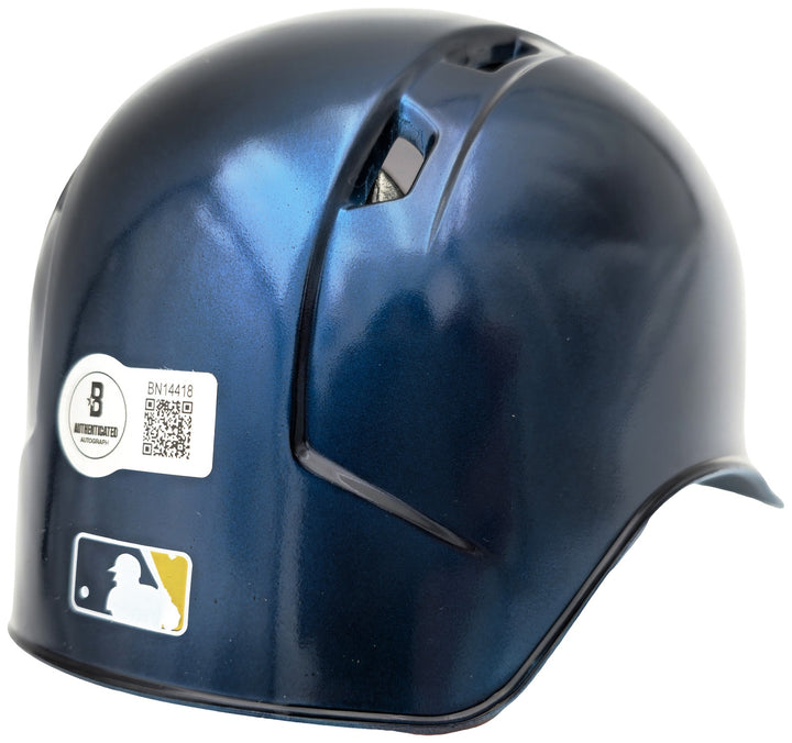 Julio Rodriguez Signed Seattle Mariners Chrome Blue Mini Helmet Beckett