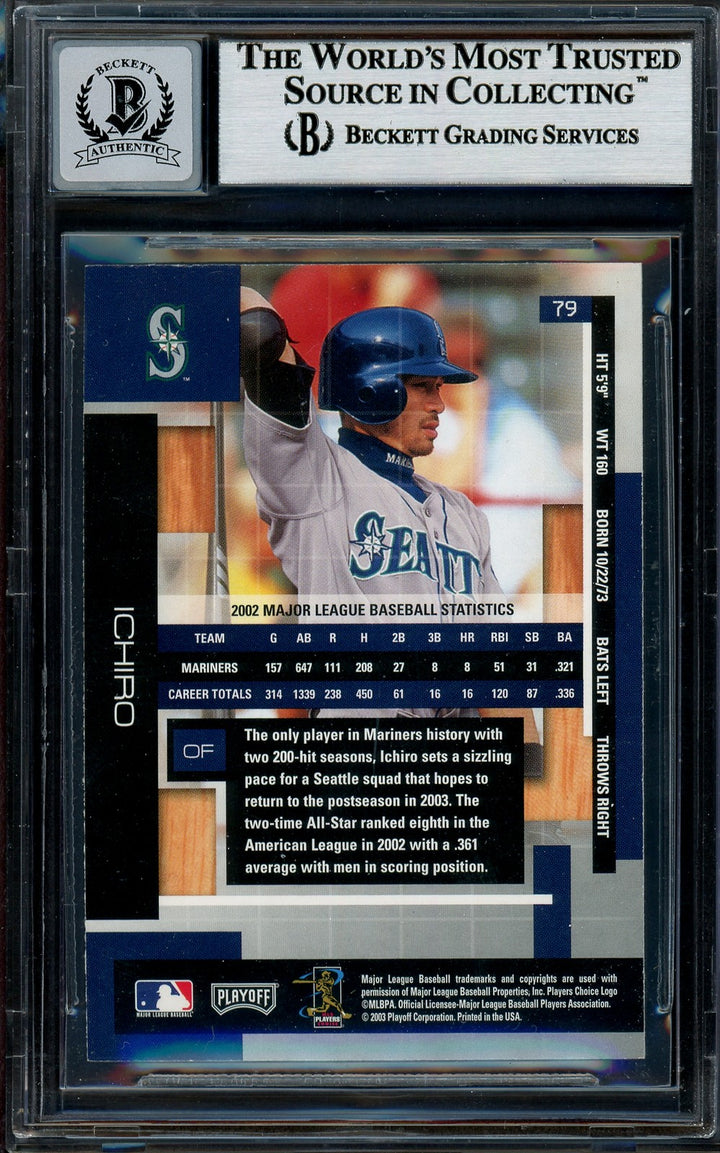 Ichiro Suzuki Signed 2003 Playoff Absolute Memorabilia Card 79 Sig 10 Beckett
