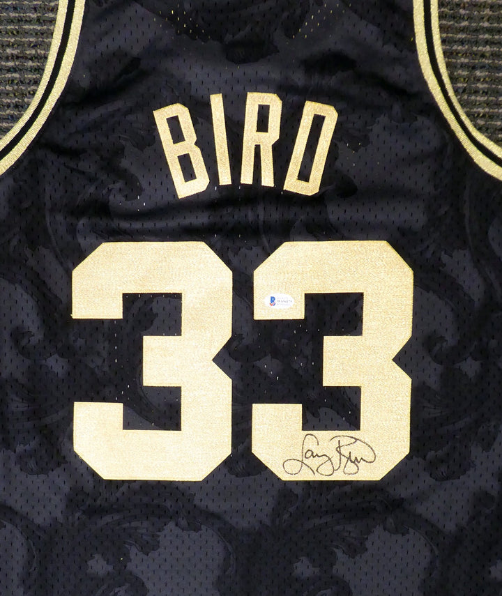 Celtics Larry Bird Auto Black Mitchell Ness Gold Toile Swingman Jersey L Beckett