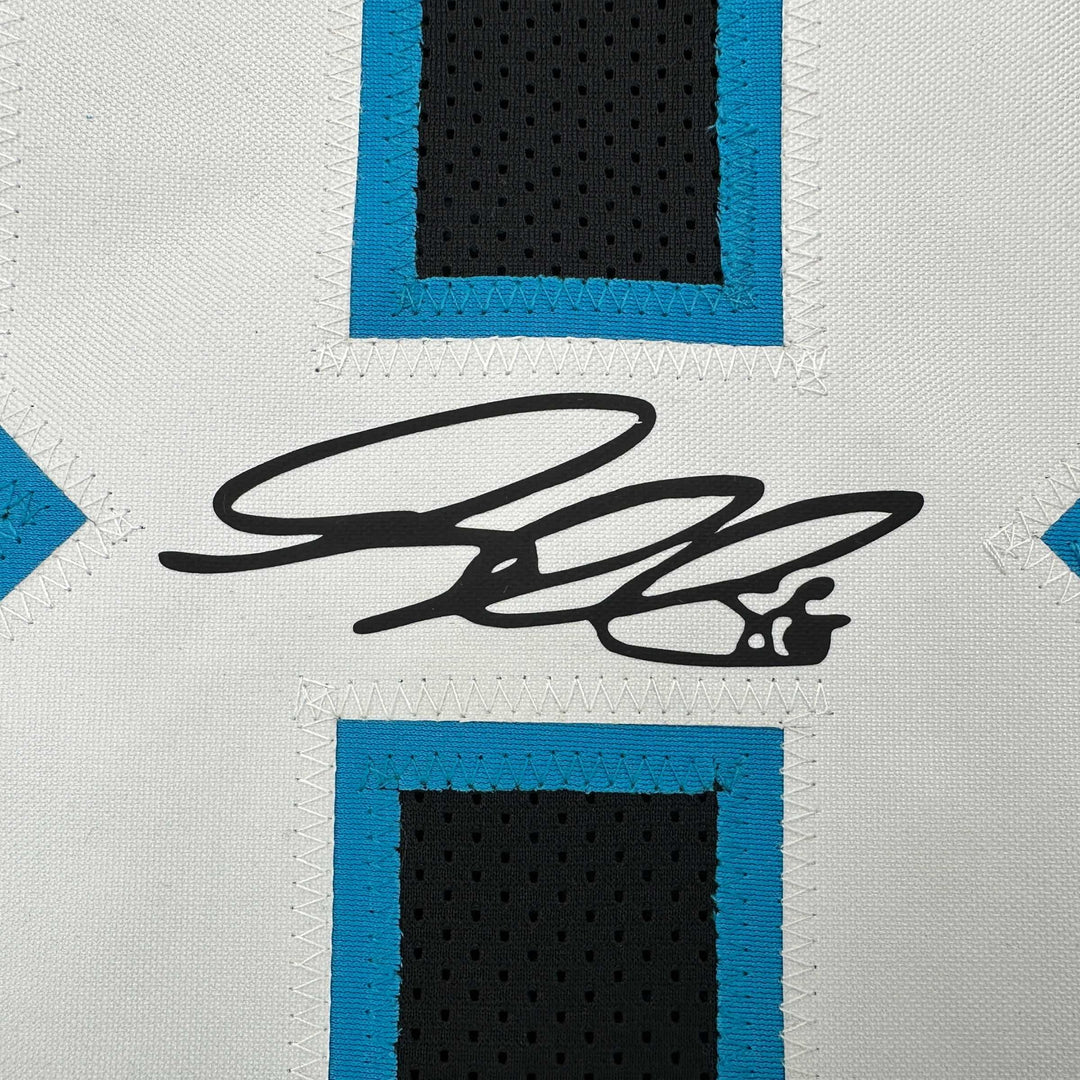 Facsimile Autographed Greg Olsen Carolina Black Reprint Jersey Size Men's XL