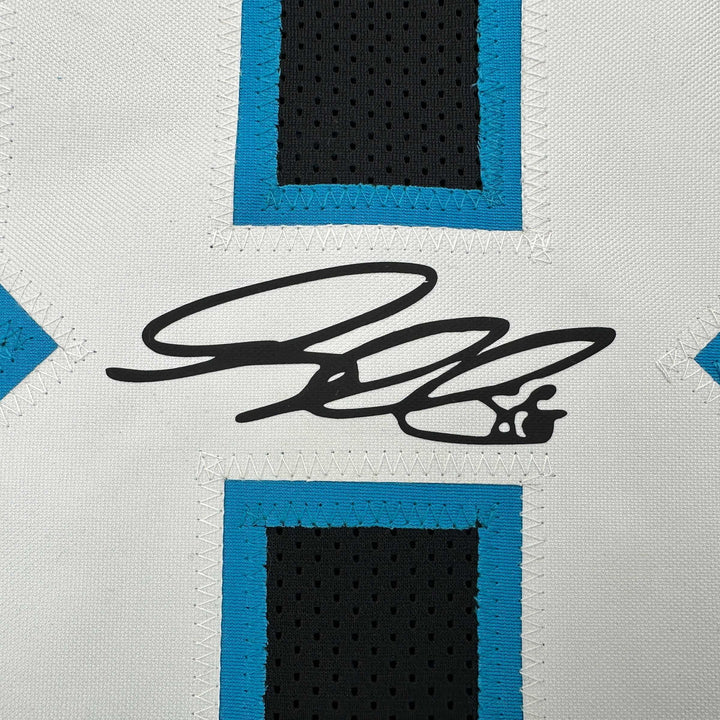 Facsimile Autographed Greg Olsen Carolina Black Reprint Jersey Size Men's XL