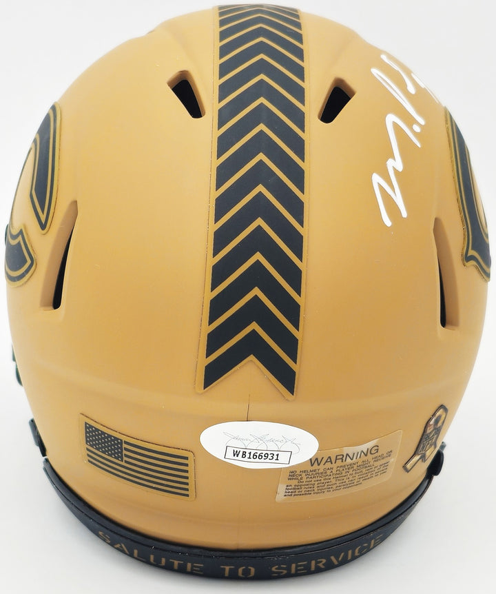 Montez Sweat Signed Bears Camo Brown Salute to Service Speed Mini Helmet JSA