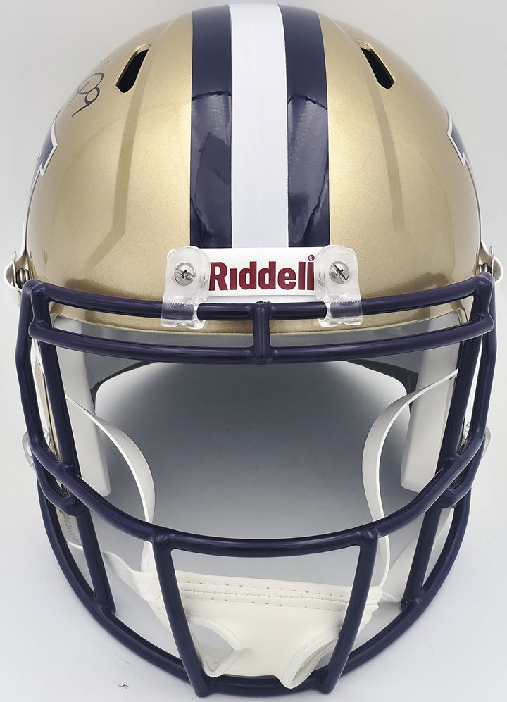 Michael Penix Jr Auto Washington Huskies Gold Full Size Speed Replica Helmet BAS
