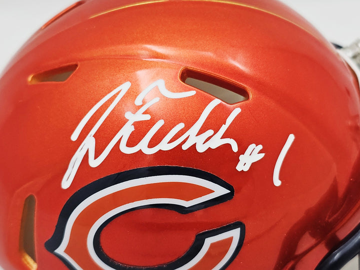 Justin Fields Signed Chicago Bears Flash Orange Speed Mini Helmet Beckett Wit