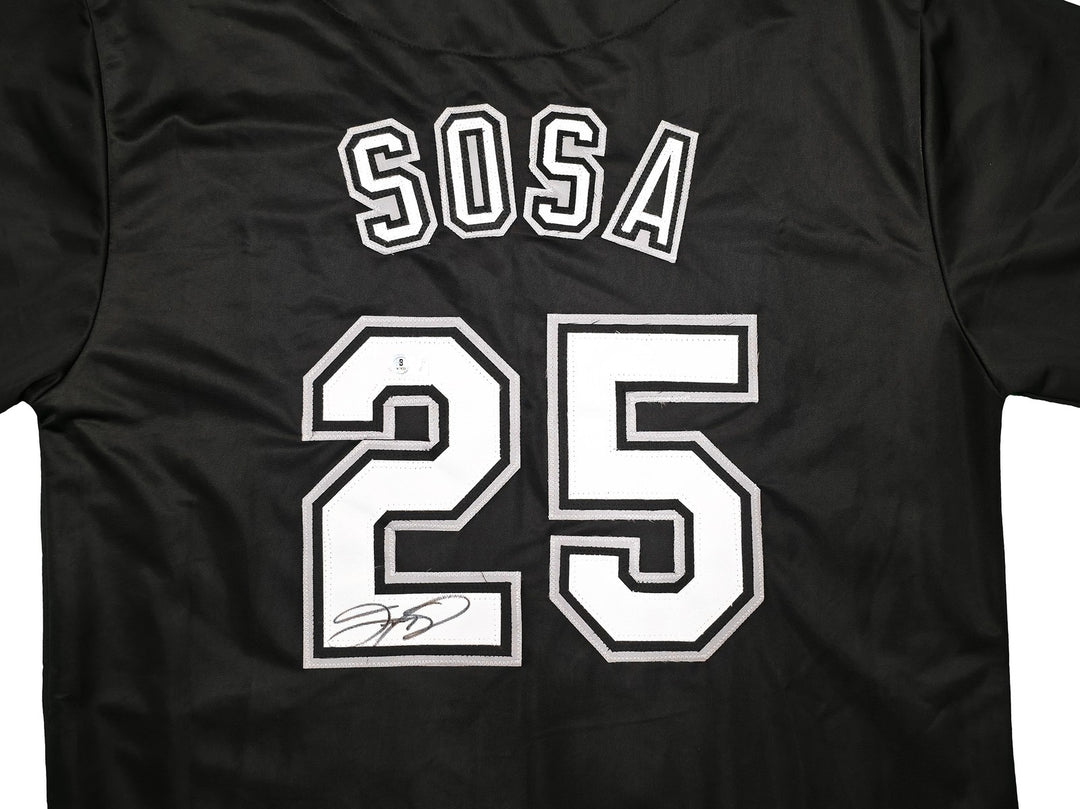Chicago White Sox Sammy Sosa Signed Black Jersey Beckett BAS Witness