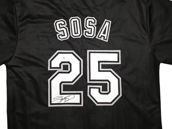 Chicago White Sox Sammy Sosa Signed Black Jersey Beckett BAS Witness