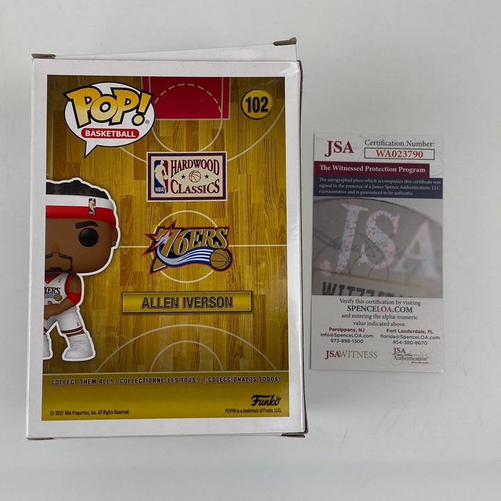 Autographed/Signed Allen Iverson 76ers Funko Pop #102 Figurine JSA COA