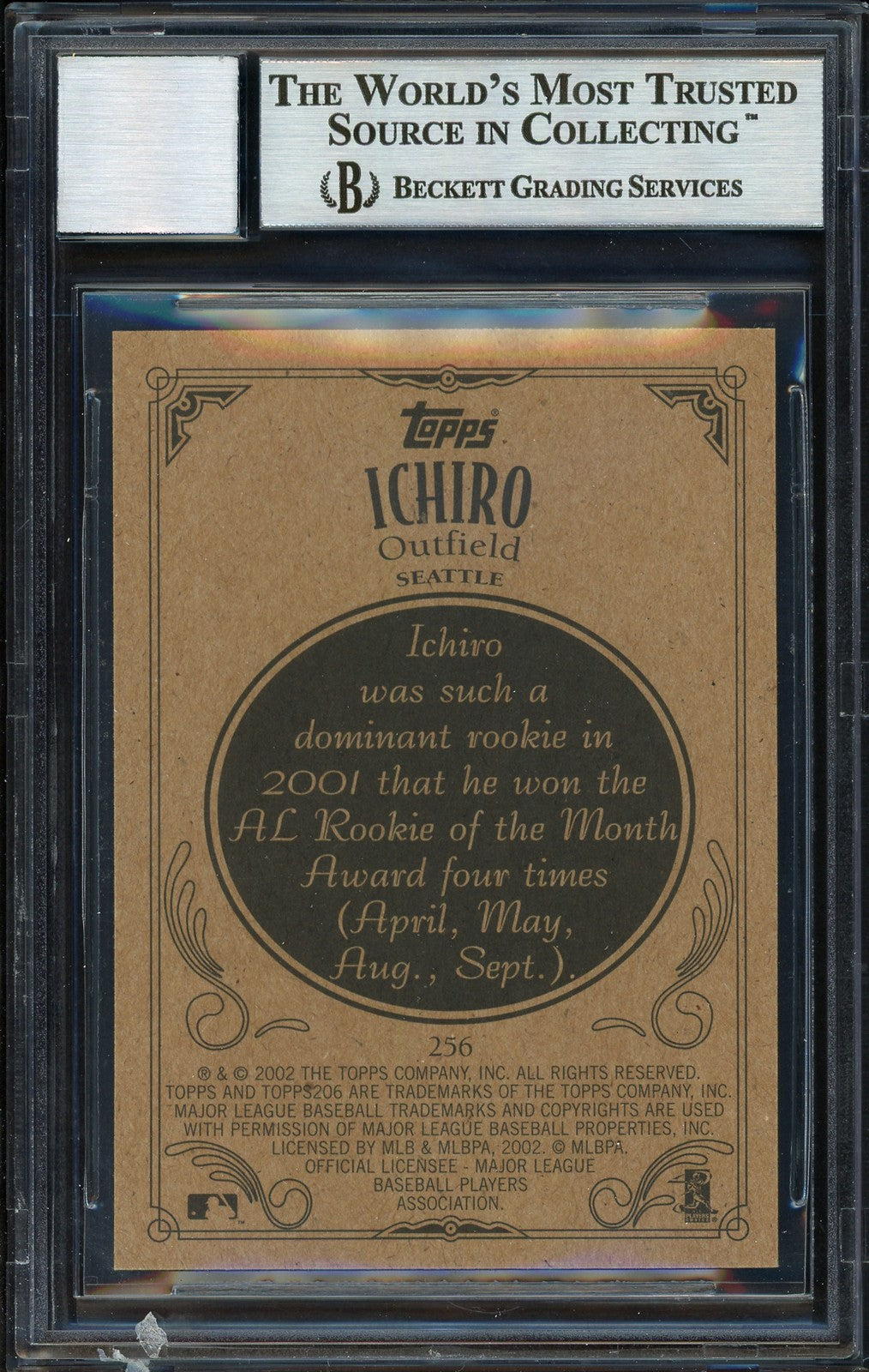 Ichiro Suzuki Signed 2002 Topps 206 Card 256A Seattle Mariners Auto 10 Beckett