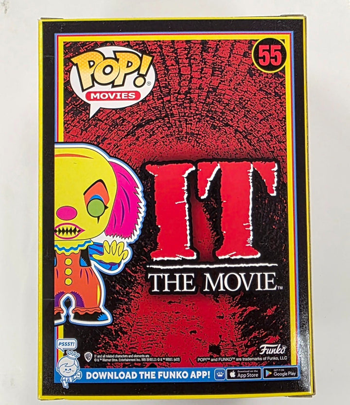 Tim Curry signed Pennywise IT Blacklight Funko Pop! 55 (GITD Ink autograph) JSA